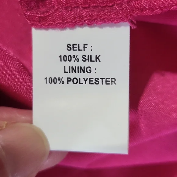 PHOEBE COUTURE 100% Silk Hot Pink & Purple Colorblock Shift Dress - Picture 12 of 14